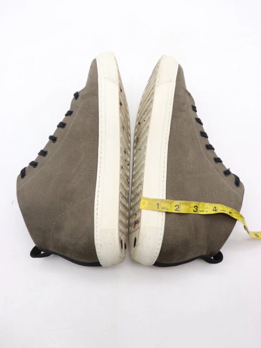James Perse Men's Size 12 Sneakers Lace Up Gray Olive Green Suede Casual Shoes